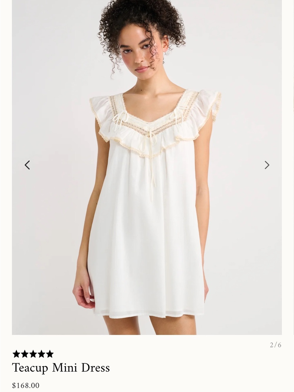 Rumored Teacup Mini Dress - White with Cream Trim